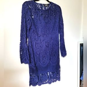 Blue lace mini dress